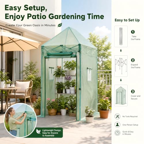 Image of Solayis Pop Up Greenhouse, 6x4 ft Portable Walk in Greenhouse