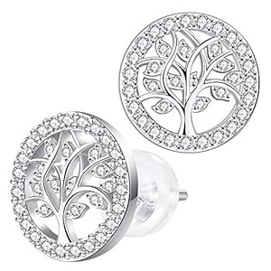 Micory Pendientes Para Mujer Árbol de la vida Plata 925 con Circón de Reg