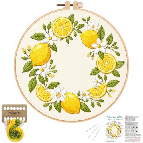 Image of Nuberlic Embroidery Kit for Beginners Adults with Lemon Pattern