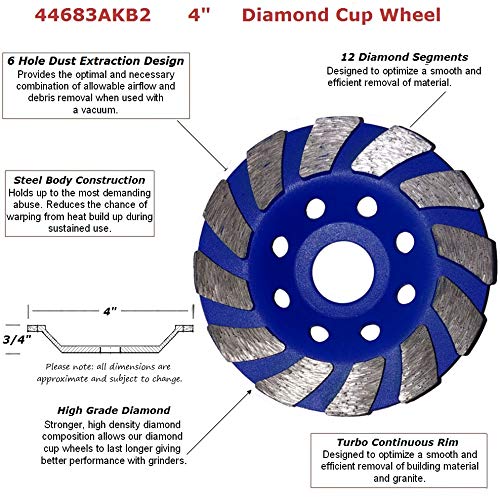 4 inch 4" Diamond segment grinding CUP wheel disc grinder concrete Granite Stone