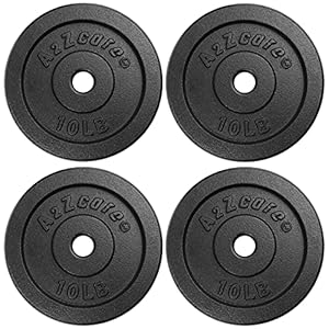 A2ZCARE Standard Cast Iron Weight Plate Set 1-Inch Center Hole for Adjustable Dumbbell, Standard Barbell – Ideal for…