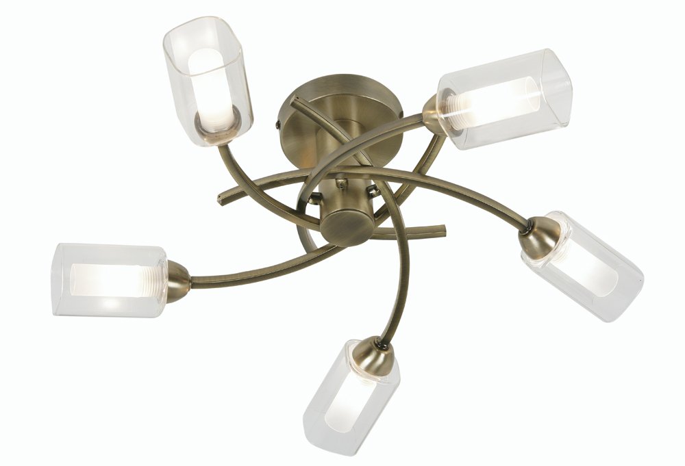 Plafonnier 5 lumières Ofira laiton antique pour une ambiance de salon chaleureuse