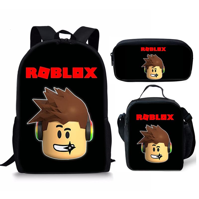 Image of Styhoo 3Pcs School Bags Set Boys Girls Student Bookbag Teens Laptop Backpack with Lunch Bag Pencil Case for Game Fans Gifts