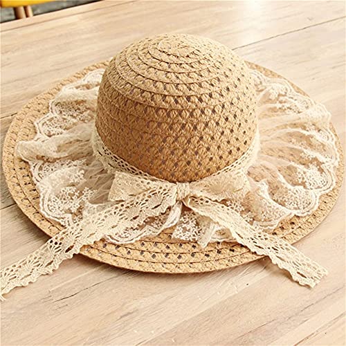 Chapeau de paille femme grand bord avec dentelle bohème et franges pour le soleil d'été