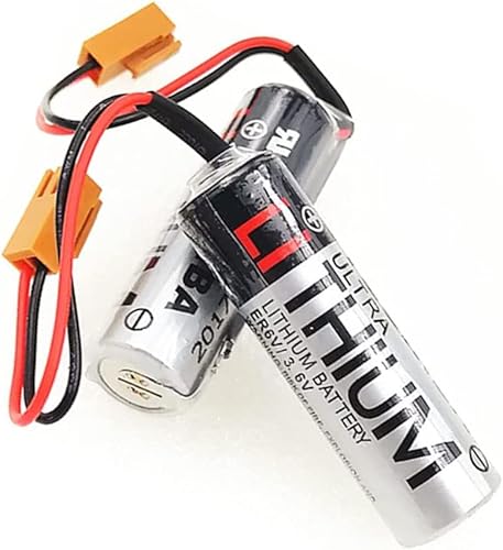 XIAOXX (Pack of 2) 2400mAh ER6V3.6V PLC Non-Rechargeable Lithium Battery for ER6VC119A119B ER6v 3.6V Lithium Battery with Brown Plug