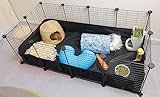 Eiiel Guinea Pig Cages for 2, with Waterproof Plastic Bottom Liner, 8 Square Feet Small Animal House,Hutch Indoor Habitat Cage,Playpen for Small Pet, Bunny, Turtle,