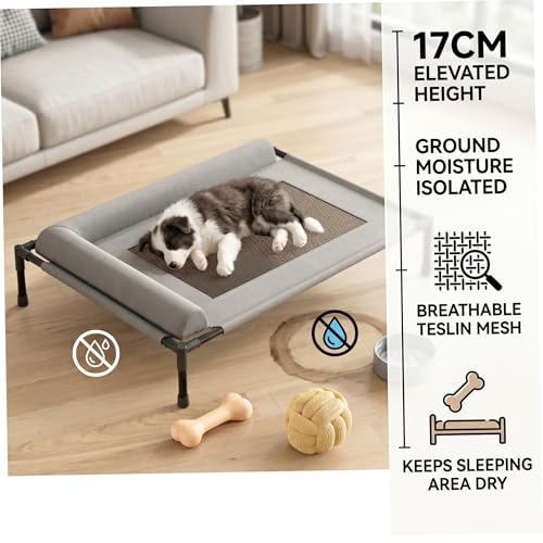 Lit pour chien design en cuir résistant aux rayures et maille grise