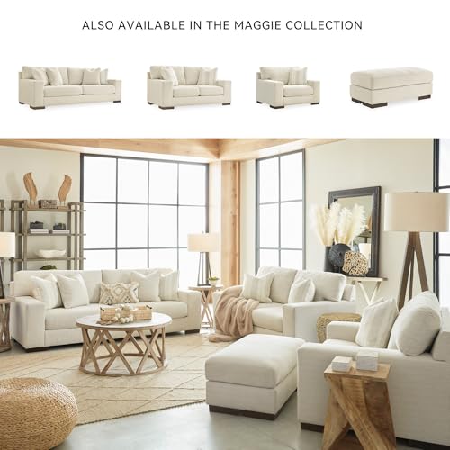 Image of Signature Design by Ashley Maggie Oversized Chair, Cozy Chair and a Half, Contemporary Chenille Fabric Accent Armchair for Living Room Reading, Birch Beige, 51 inch W