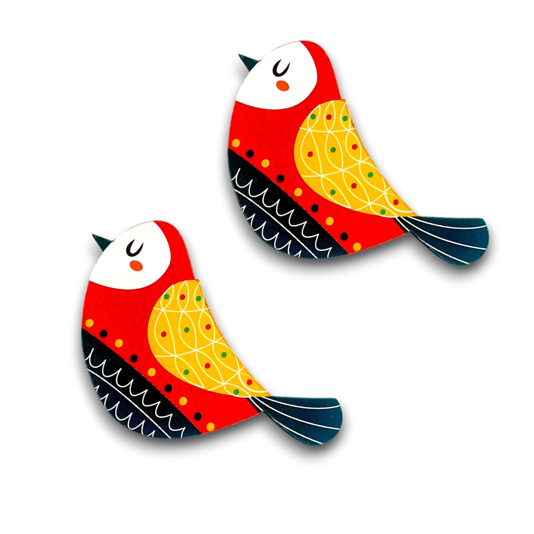 HomifyArt Lady Bird Fridge Magnet with Glossy Laminated Print, Non-Toxic, Scratch Free Magnetic Strip (Red Bird 1 Pcs)