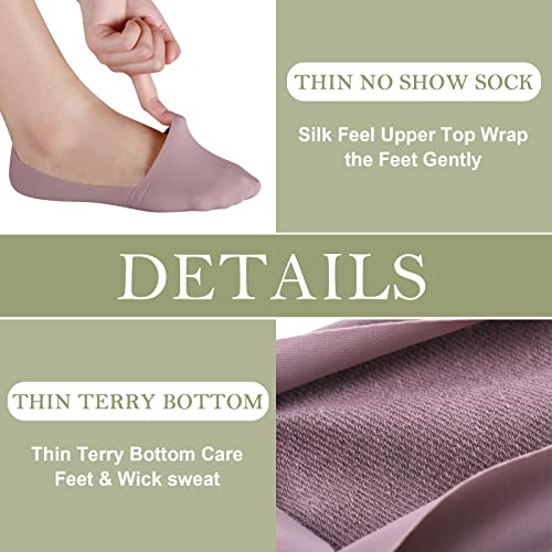 10 Pairs No Show Socks Women Men Low Cut Liner Socks Ice Silk Socks Nonslip Liner Socks Invisible Socks Thin Socks (White, Nude, Gray, Green, Purple) #TOP3