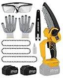 Trongle Mini Motosega a Batteria 6 & 8 Pollici, 21V/4Ah 2 Batterie, Display LED 1000W Motosega Elettrica, 18000RPM Motore Potente Seghetto Elettrico per Potatura Alberi, Taglio Legno e Giardino