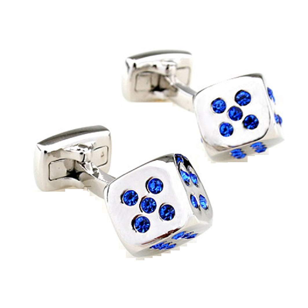 mrcuff Dice Die Craps Blue Crystal Pair Cufflinks in a Presentation Gift Box & Polishing Cloth, microfiber, crystal, microfiber, crystal-picture-22