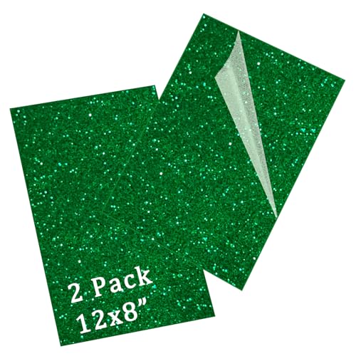 Image of Glitter Acrylic Sheets, Green, 12 inchx8 inch, 2 Pack | 1 /8 in Thick, Cast Sparkly, For Laser Cutting, Engraving, Invitation Blanks