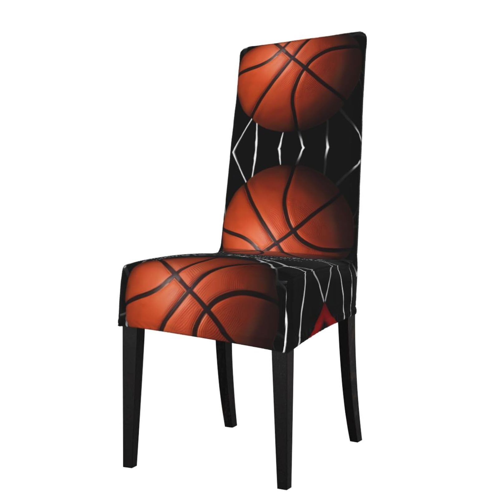 Yyhwhjde Black Basketball Prints Dining Chair Throw Covers - Stretchable Spandex Slipcovers For Chair Protection & Refreshing Your Dining Room