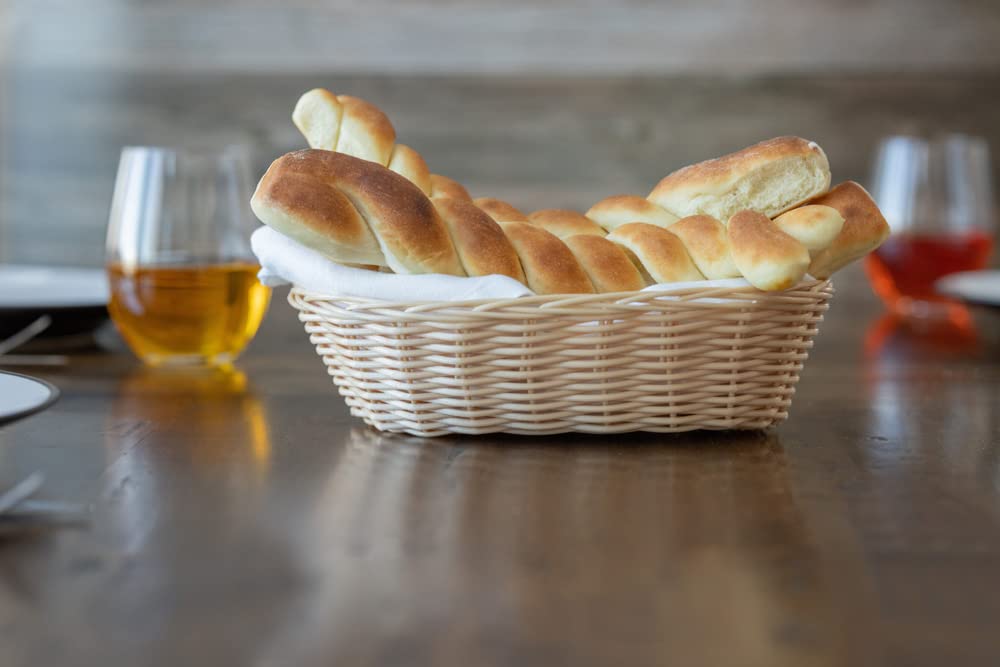 Geschenkkörbe, leer, kleiner Geschenkkorb, für Brot, Osterfüllung, Montessori, Servieren, Urlaub/Weihnachten, recycelter Kunststoff, gewebtes Weidengeflecht, Großpackung – 25,4 x 15,2 x 7,6 cm (10