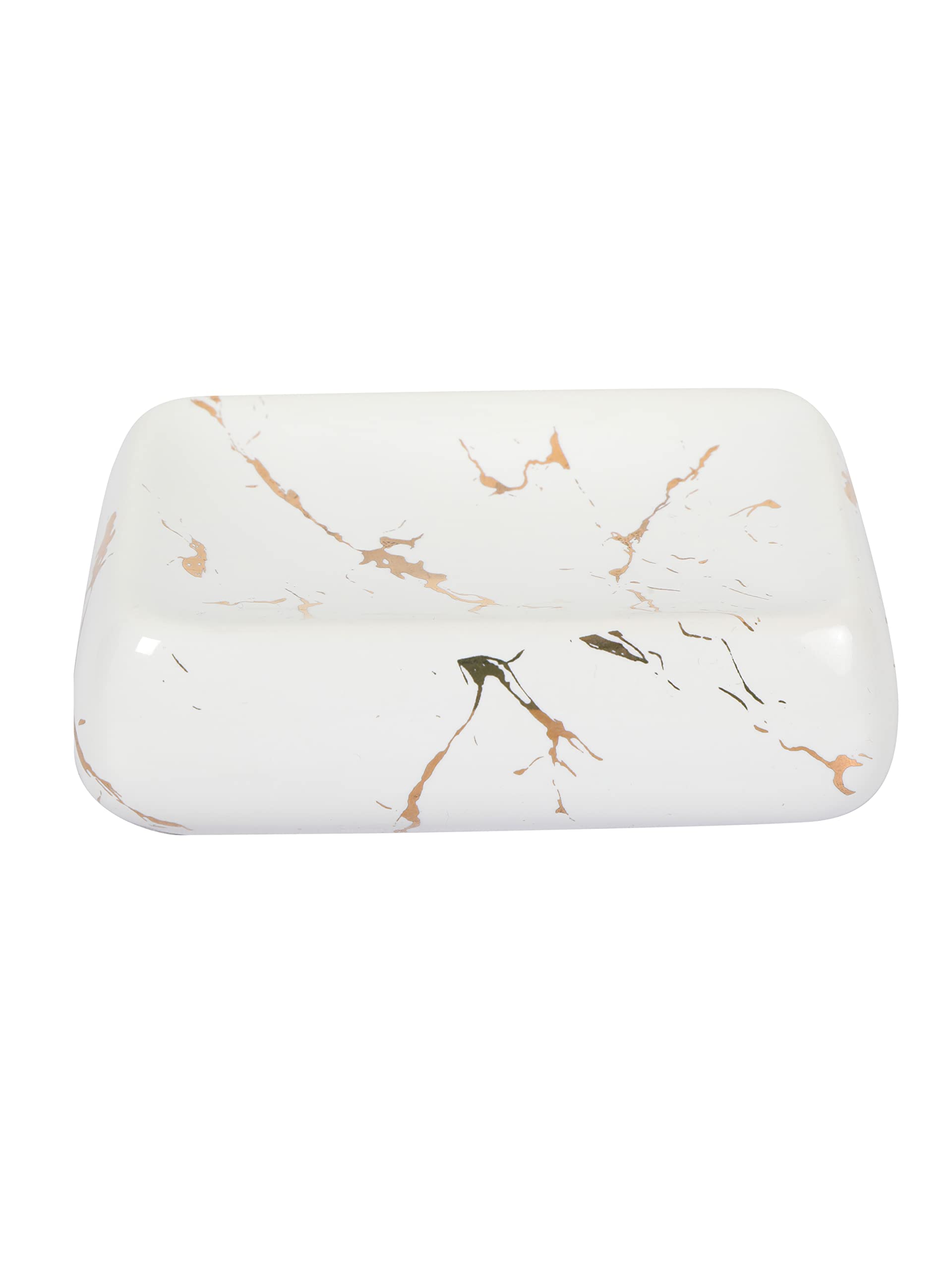FabSeasons Ceramic Soap Holder, Italian Marble Look, Easy to Clean, Decorative Dish Bar