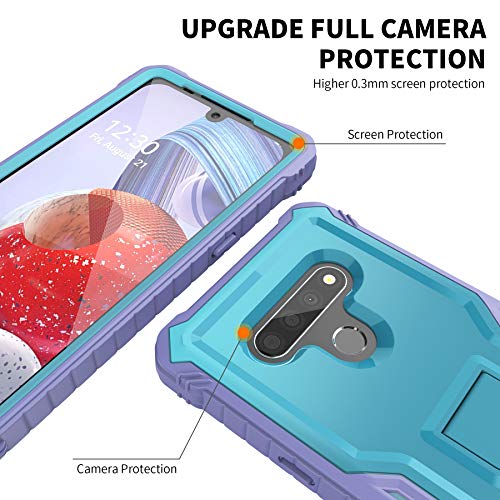 Duopal For Lg Stylo 6 & Lg K71 Case, Military Grade Protection Shockproof Case With Tempered Glass Hd Screen Protector And Kickstand Compatible With Lg Stylo 6 & Lg K71 Phone 6.8 Inch (Blue) #TOP2