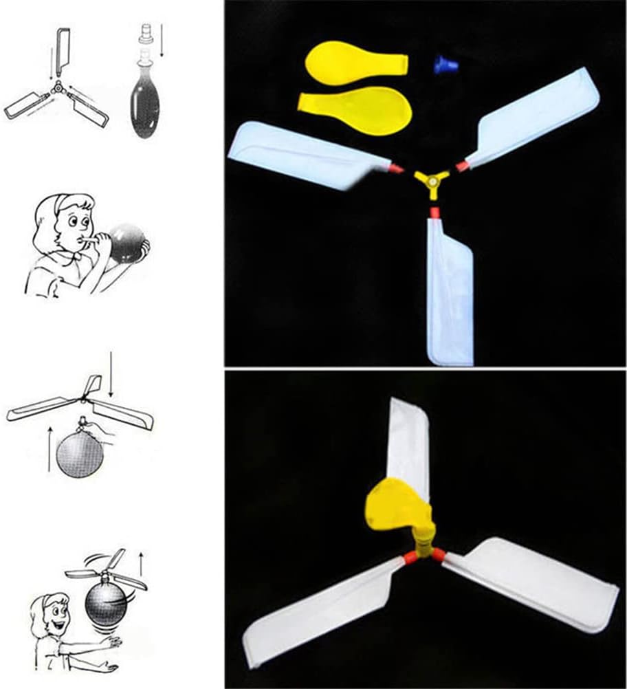 JTLB Balloon Helicopter Toy, 10 Pieces, Flying and Kids Random Colors Party Gift(Orange)