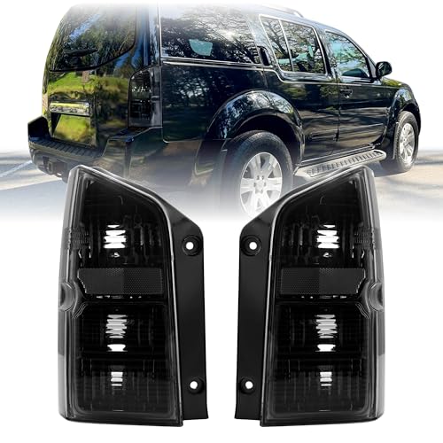 USR 05-12 R51 SUV Tail Light – Rear Tail Lamps (Left + Right) Pair - Compatible with 2005-2012 Nissan Pathfinder Sport Utility Vehicle All Models LE SE and S (LIGHT SMOKE LENS w/BLACK CHROME HOUSING)