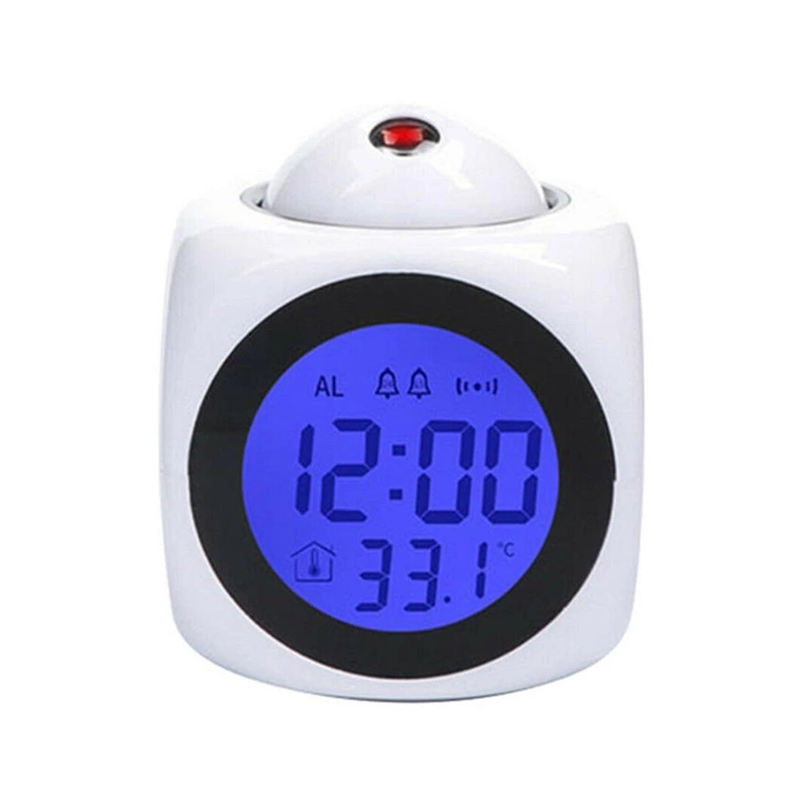 Despertador digital para el dormitorio con pronóstico del tiempo y proyector LCD