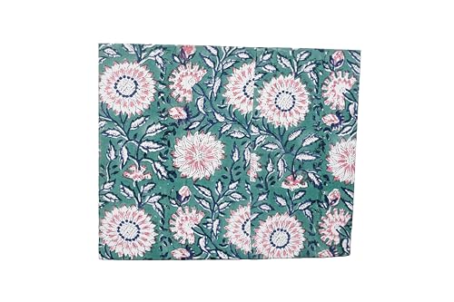 Image of 3.3 Gallon Cotton Hand Block Printed Paper Waste Basket |Small Decorative Trash Can for Housewarming Gifts in Living Room, Bedroom, Bathroom | Eco-Friendly, Plastic-Free (1, Green Pink FLOWAR)
