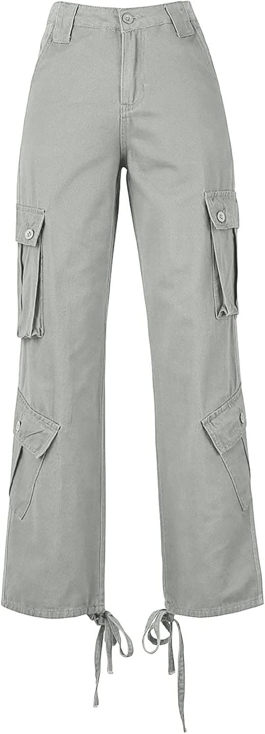 Cargo Pants Women High Waisted Wide Leg Pants Casual Baggy Parachute Pants Fashion Teen Girls Streetwear Jogger Pants