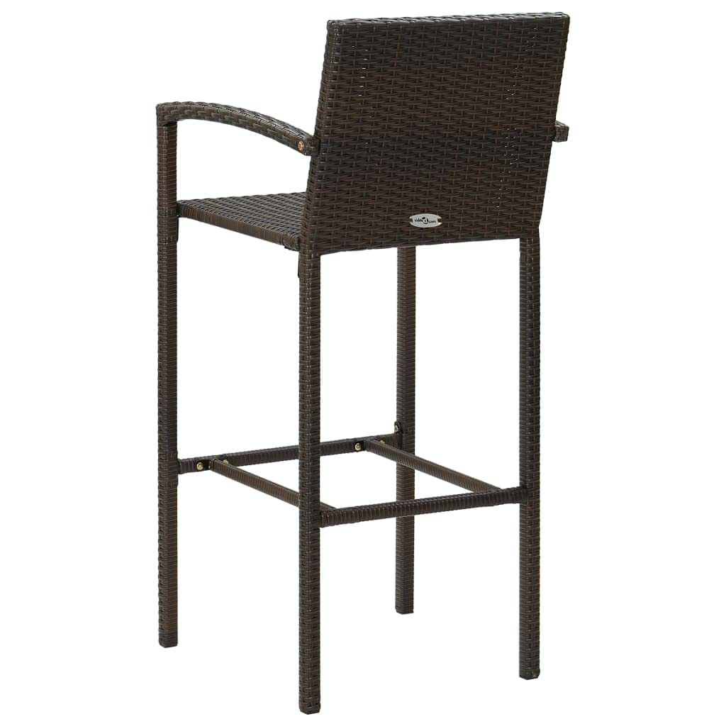 vidaXL Conjunto de Bar para Jardín 3 Piezas Mesa Silla Asiento Patio Terraza Balcón Barra Bistró Muebles Mobiliario Ratán Sintético Marrón