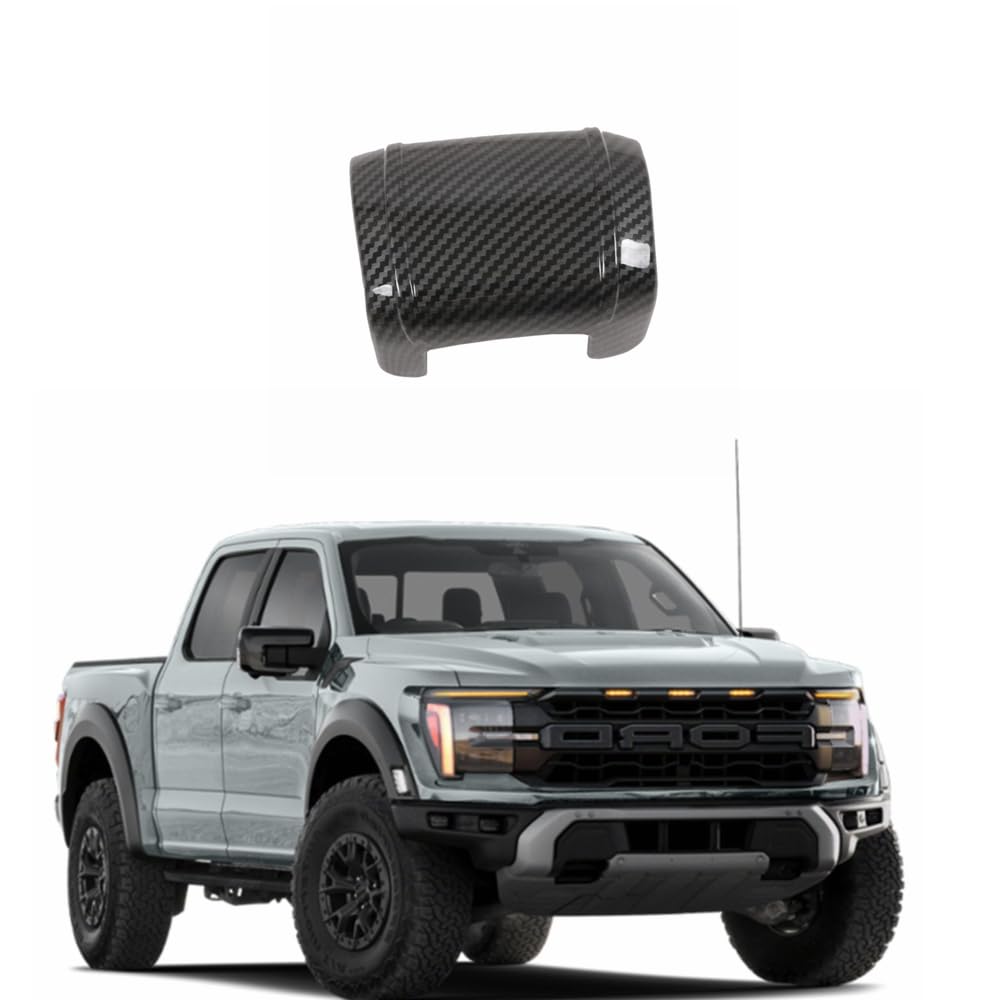 Carbon Fiber Print Style Gear Shift Knob Trim Knob Cover Trim for Ford F-150 Raptor 2021 2022 2023