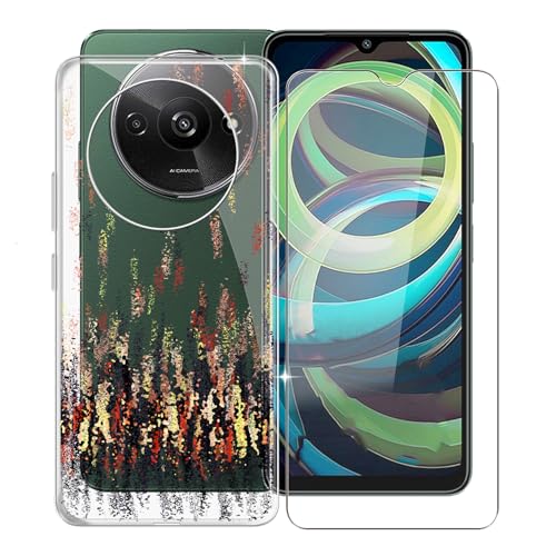 KJYFOANI Phone Case Xiaomi Redmi A3 Case, with 1 x Tempered Glass Screen Protector, Anti-Scratch Shock-Proof Clear TPU Bumper Cover Ultra-Thin Case for Xiaomi Redmi A3 (6.71