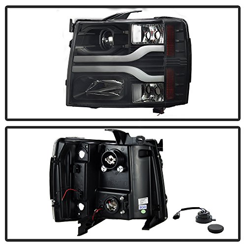 ACANII - For Black 2007-2013 Chevy Silverado 1500 LED DRL Tube Projector Headlights Headlamps Driver+Passenger Side - Image 4