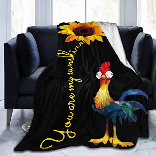 Blanket Chicken Flower You are My Sunshine Fleece Blanket Foldrable Throw Blanket Washable Couch Sofa Fuzzy Blanket Reversible Plush Blanket Beach Blanket for Home Office