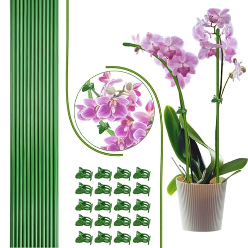 LeJoy Garden 22Pcs Bendable Plant Stakes with Clips for Orchid Monstera