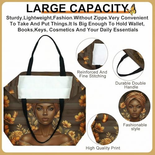 Image of Silkfly 4 Pack African American Tote Bags Gifts for Black Women Shoulder Handbag Afro Satchel Sister Bag for Work Travel