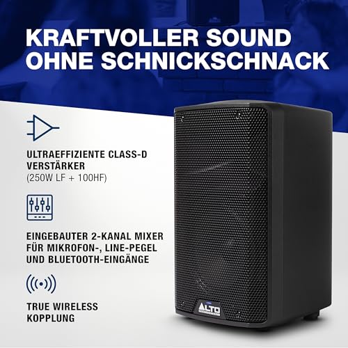 ALTO TX410 350 Watt 10-Zoll Aktiver PA Anlage mit TWS Bluetooth, 2-Kanal Mixer, Monitor für Bands, DJs und Musiker, Proben, Kleinere Orte und Events