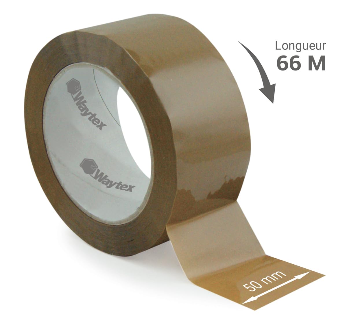 Waytex Pack de 36 rouleaux de Ruban Adhésif d'Emballage Pro MARRON 66m x 50mm, Silencieux, en Polypropylène épaisseur 50 microns