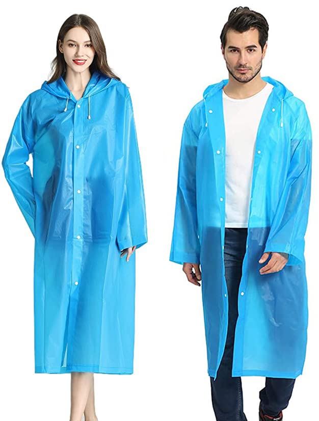 Raincoat 2 Pack Rain Ponchos for men women Adults, Reusable Portable rain coat with Hood