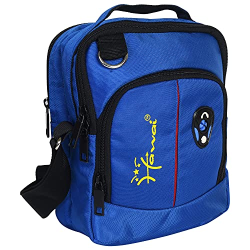 Image of Hawai PVC Coated Water Resistant Polyester Nylon Casual Sling Messenger Side Bag for Office College Outdoor Travel Daytrip-PUBWC1 for Men Women