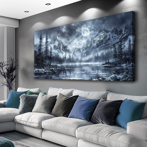 FUHAIHUA Canvas Wall Decor For Living Room Large Wall Art For Bedroom Office Decoration Black And White Wall Painting Forest Landscape Picture Hotel Artwork Poster Home Decor Ready to Hang 24X48 In