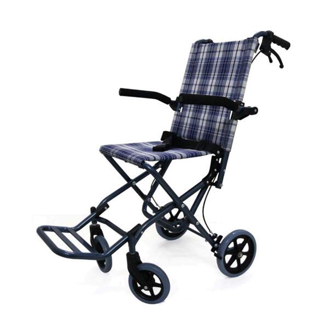 G.Z Silla De Ruedas Plegable con Reposapiés, Ultra Silla De Ruedas De Aluminio Ligero De Transporte con Frenos De Mano, para Adultos, 8 Pulgadas Ruedas,B