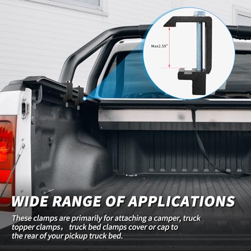 Qymopay 6974467618914 Track System Mounting Clamps,Camper Shell Clamps,Truck Topper Clamps,Tonneau Cover Clamps For Toyota,Tacoma,Tundra Truck Bed Cover Clamps -4Pcs Black thumb #4