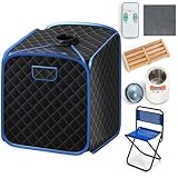 HOMASIS Mini Sauna De Vapor Portátil, Tienda de Sauna Plegable De Vapor 2 L, Sauna Para Hogar Con Control Remoto, Masajeador Móvil con 9 Grados De Temperatura Y Temporizador, 85x84x106cm (Negro)