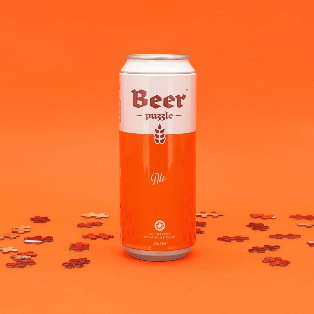 Luckies of London Ale-Beer-Inspired Puzzles in A Can, Orange, Tin 15 x 6.6cm, LUKBPA