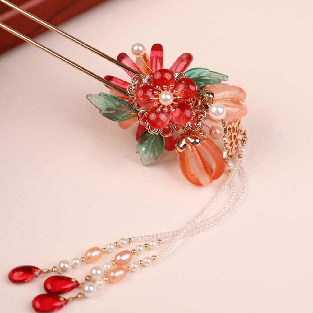 FRCOLOR Perlen Haarnadel mit Quaste Haargabel für Damen Haarstab für Duttfrisuren Brauthaargabel Haarschmuck für Hochzeit und Party