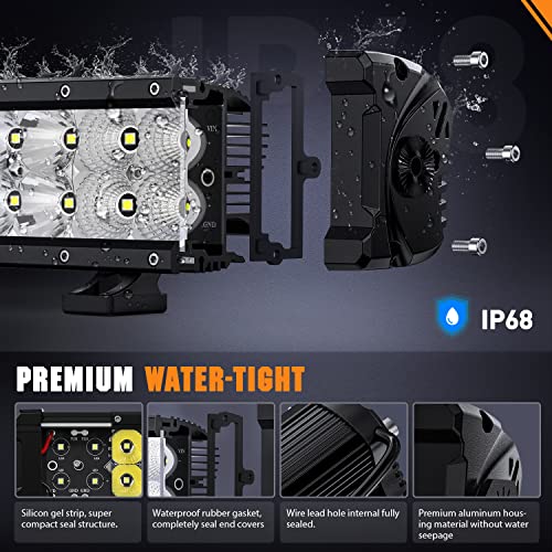 Image of Nilight Pro Series 2PCS 7.6 Inch Light Bar 60W 7200LM Ultra Bright | Spot & Flood Combo Beam, Bottom or End Mount, IP68 Waterproof Off-Road Driving Light for Pickup Truck, Jeep, SUV, ATV & UTV