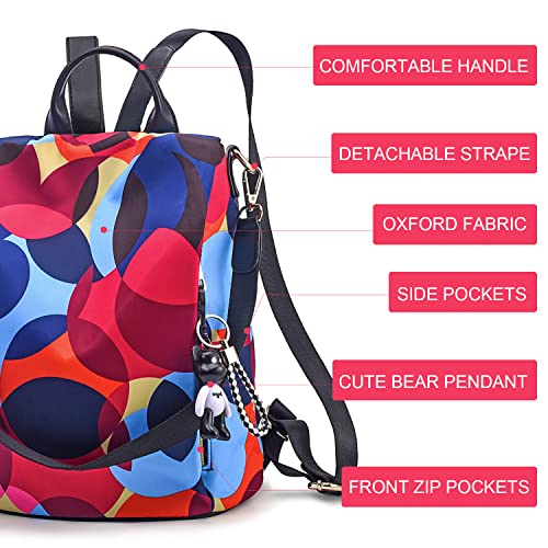Women's Travel Backpack Purse, Lightweight Waterproof Oxford Printed