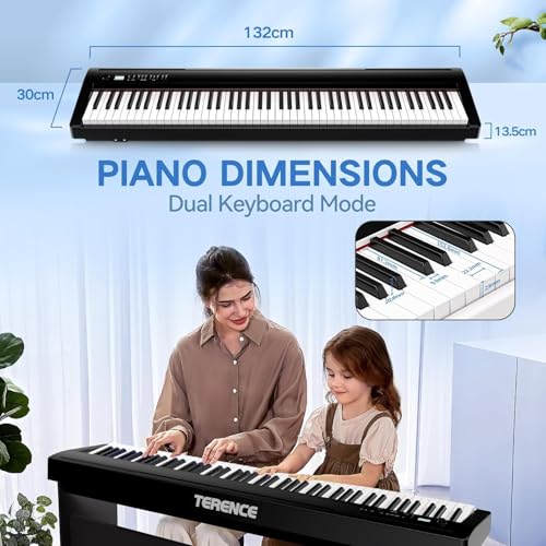 Image of TERENCE P50 88 Key Weighted Keyboard with 2 * 25W Stereo Speakers,Full Size Digital Piano Keyboard with Bluetooth,MIDI,Pedal,Audio /Video Recording,Headphone Port for Beginners and Advances