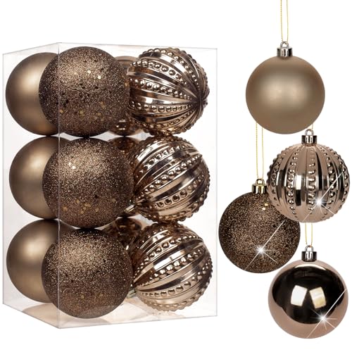 8CM Weihnachtsdeko Weihnachtskugeln, 12 Stücke Bruchsiche Christbaumkugeln Ornamente Weihnachtsbaumschmuck für Weihnachtsbaum… – Ansicht 1