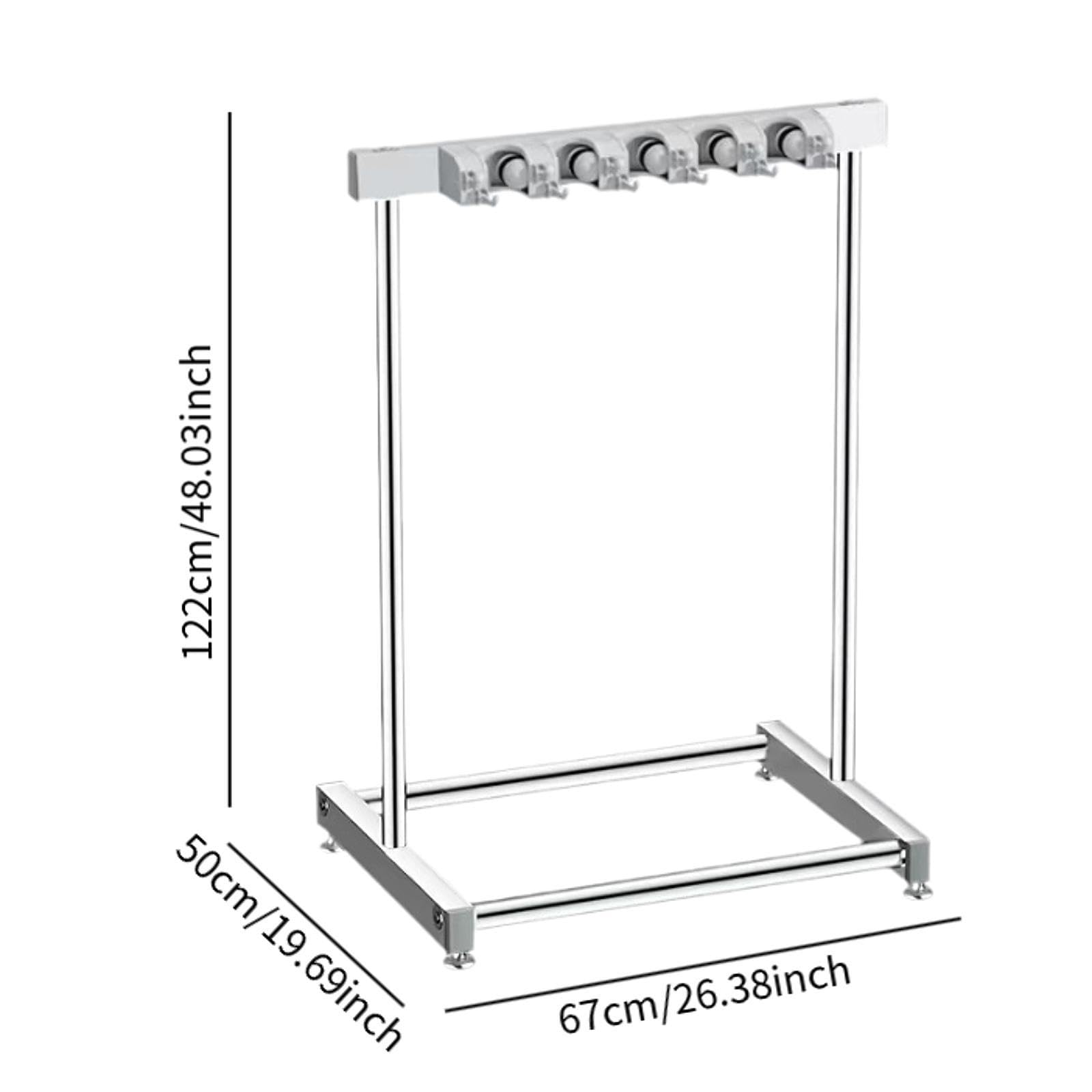 Qianly Soporte para Organizador de Escobas Y Fregonas Organizador Y Almacenamiento Extraíble Soporte para Escobas Colgador de Escobas Y Fregonas para, Sostener 5 Trapeadores
