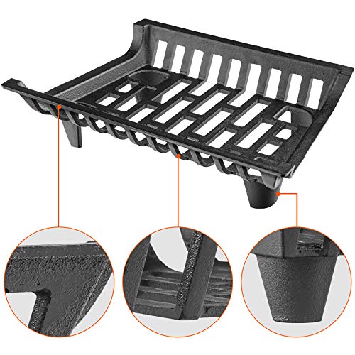 Amagabeli Kamin Feuerrost Brennholz Holzhalter Gusseisen Holz Kohle Kohlerost für Innen und Außenbereich Schwerlast Öffnen Feuer Holz Gitterrost Werkzeuge Verbrennung Gestell Schwarz