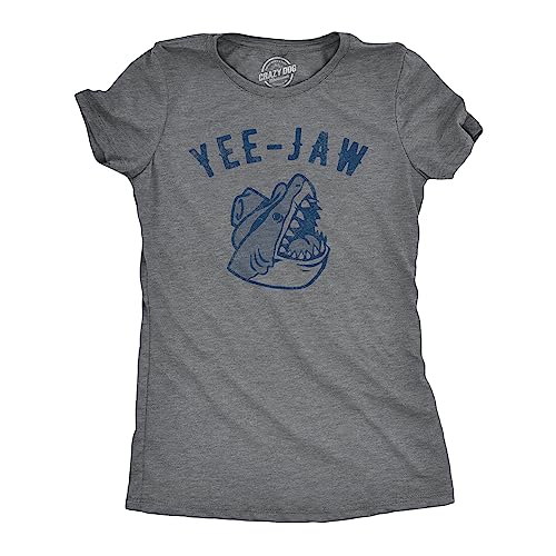 T-shirt requin Yee Jaw femme gris chiné foncé taille S en coton doux